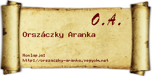 Orszáczky Aranka névjegykártya
