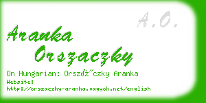 aranka orszaczky business card